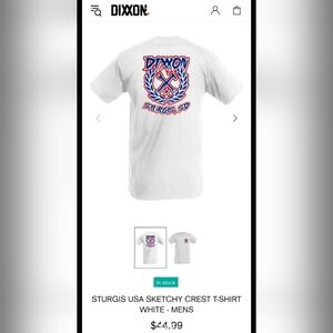 NWT Men's Dixxon White Tee Sturgis Sketchy Crest USA Short Sleeve Shirt Med & L